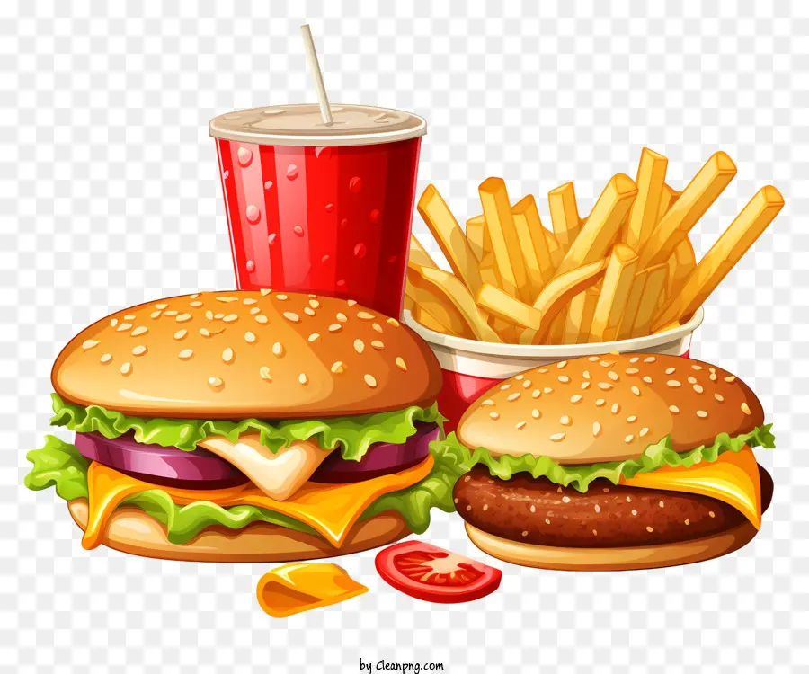 Hamburger，Batatas Fritas PNG