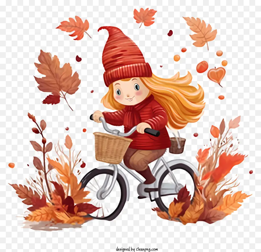 Menina Andando De Bicicleta，Autumn Leaves PNG
