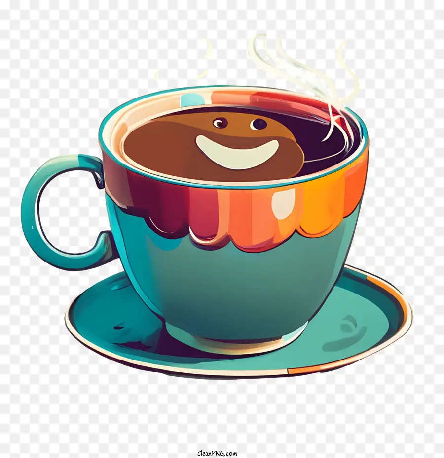 Xícara De Café De Desenho Animado，Xícara De Café Sorridente PNG