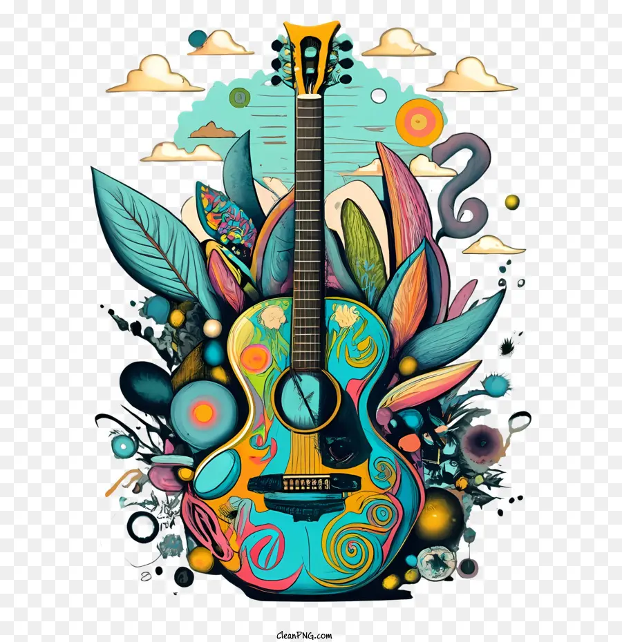 Guitarra，Guitarra Colorida PNG