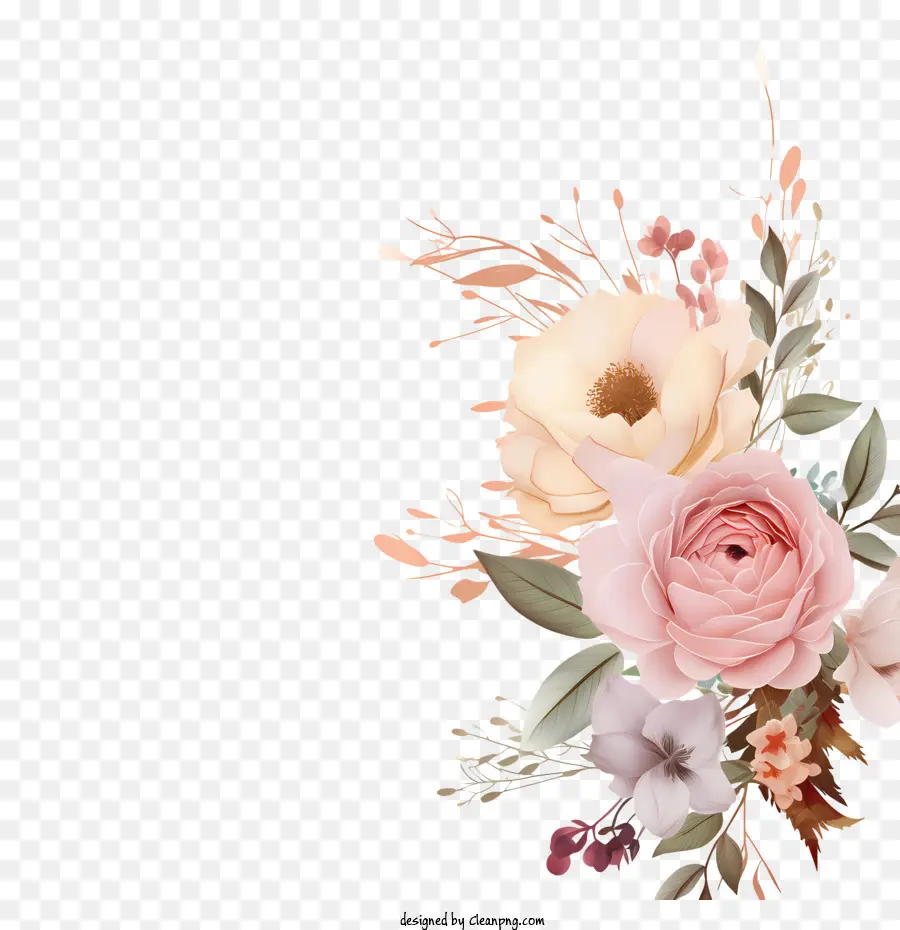 Arte Floral De Casamento，Cor De Rosa PNG