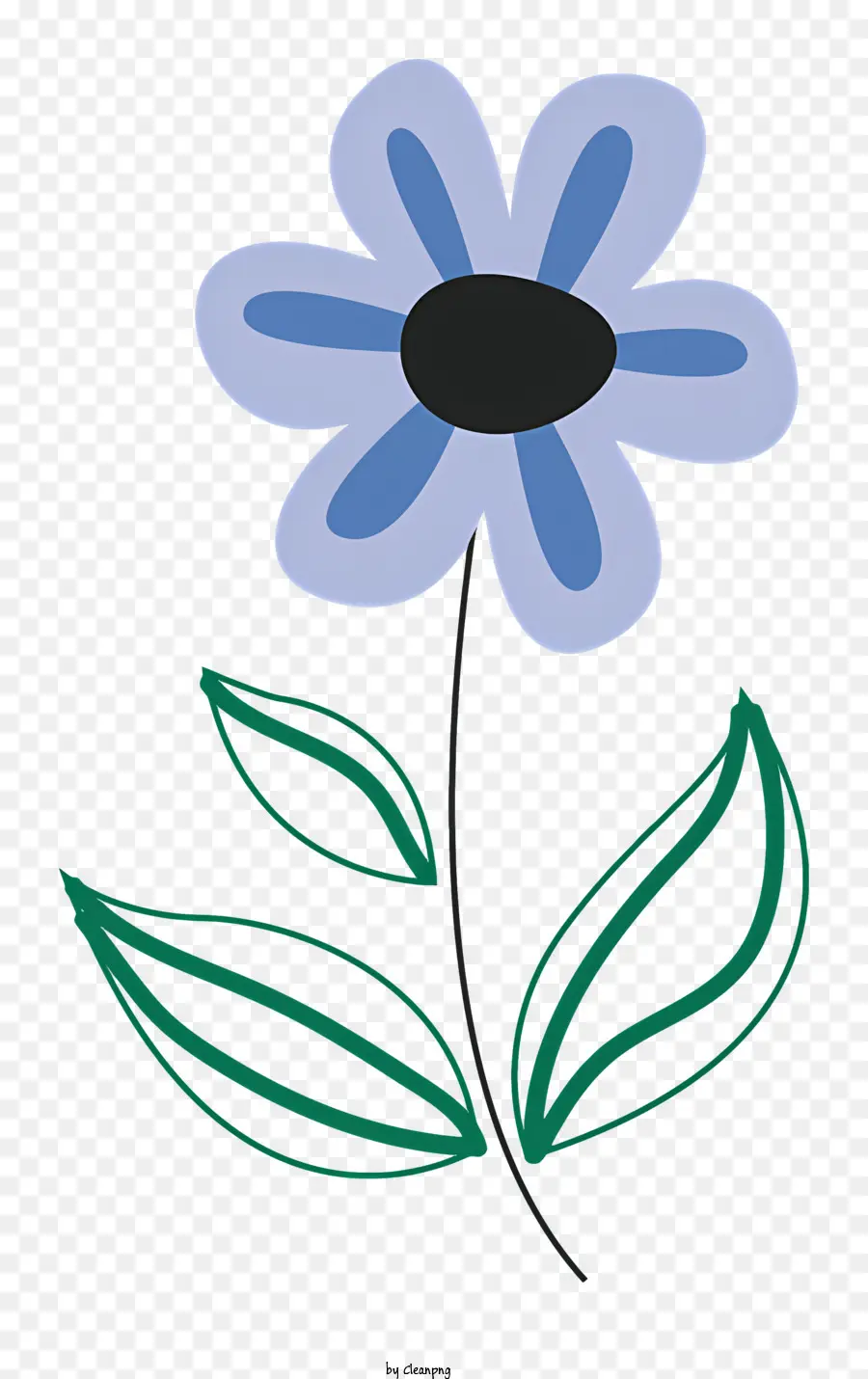 Flor Azul，Folhas Verdes PNG