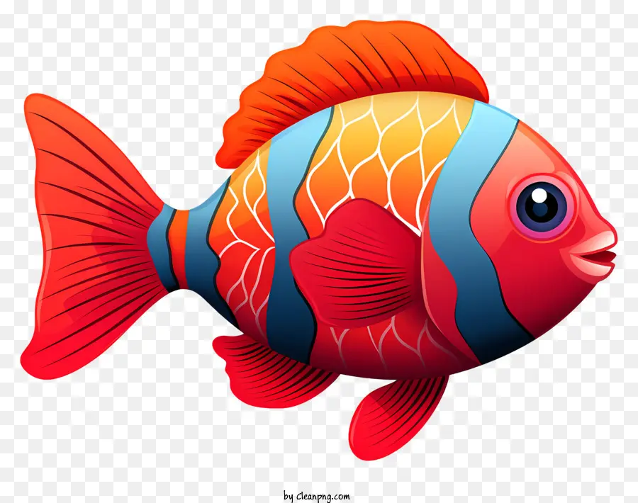 Peixe Vermelho E Azul，Peixe Listrado PNG