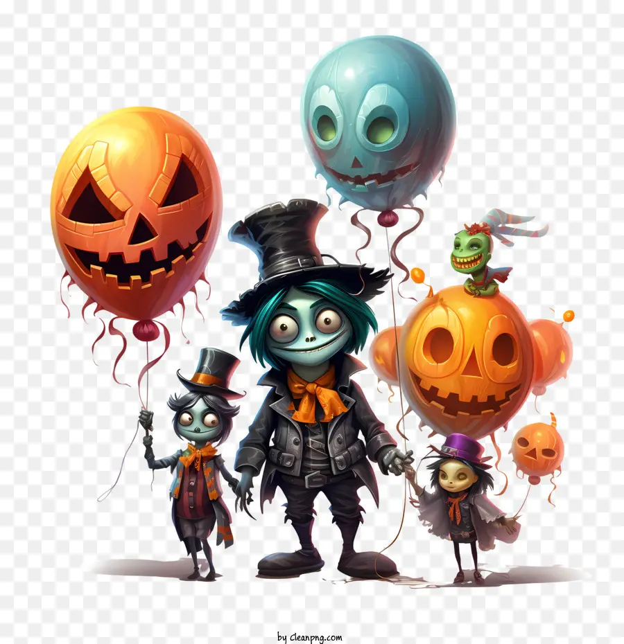 Balões De Halloween，Personagens De Halloween PNG