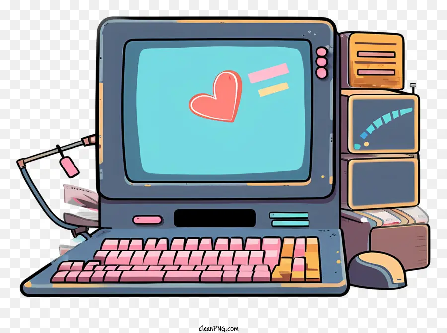 Computador，Coração De Rosa PNG
