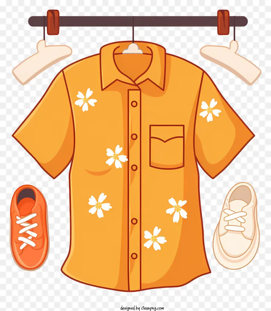 Camisa Laranja，Desenhos Florais PNG