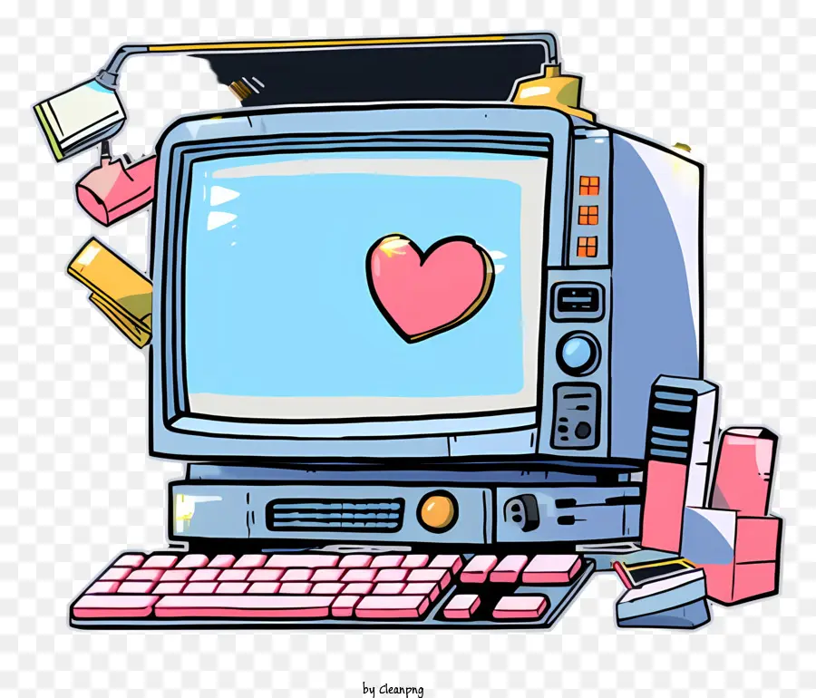 Ecrã De Computador，Objeto Em Forma De Coração PNG