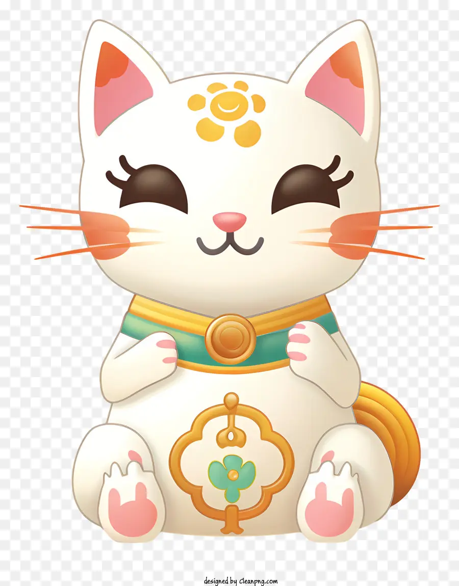 Bonito Gato Branco，Ilustração Dos Desenhos Animados PNG