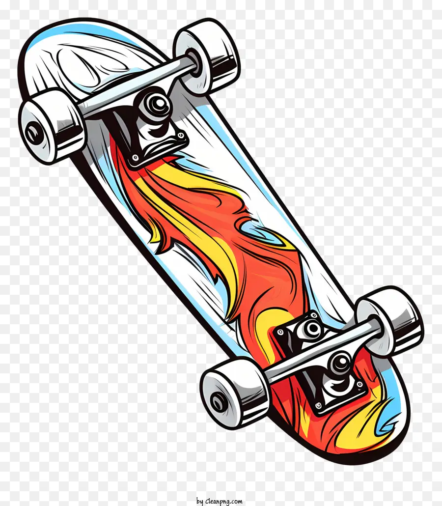 Skate Com Chamas，Design De Chama Skateboard PNG