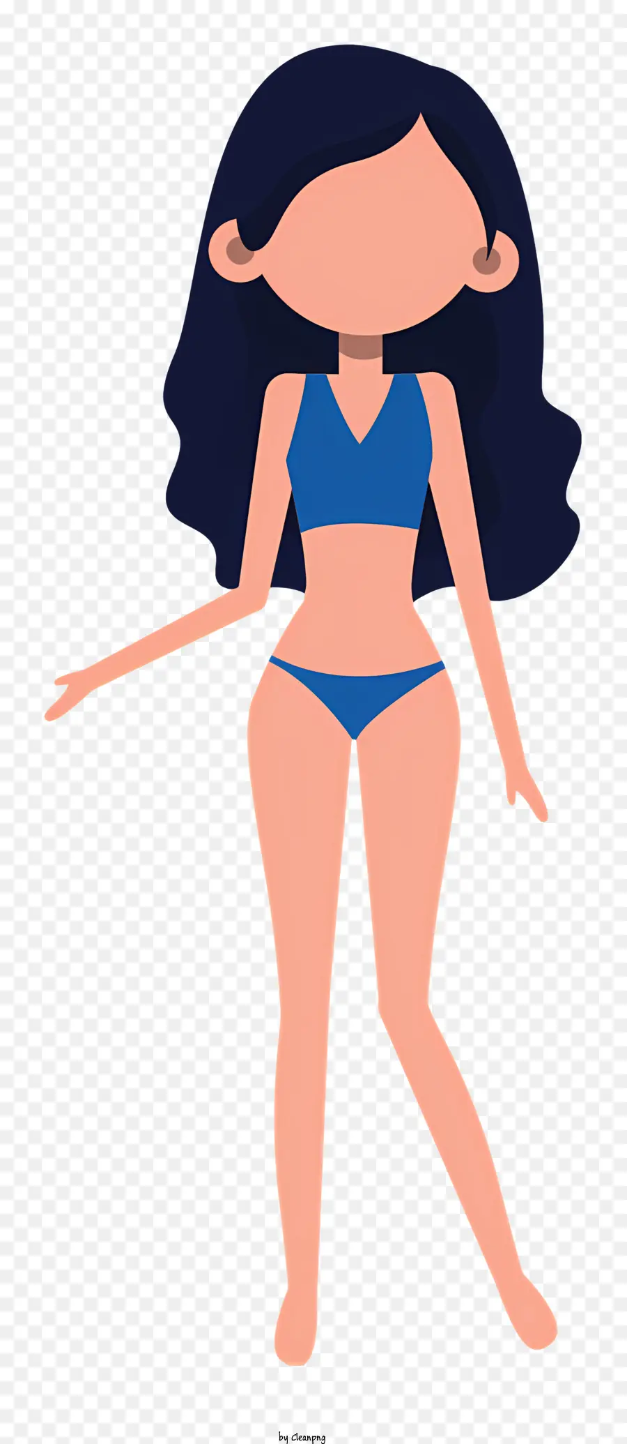 Cartoon Mulher，Maiô Azul PNG