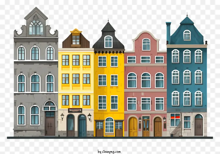 Edifícios Coloridos，Edifícios Multiníveis PNG