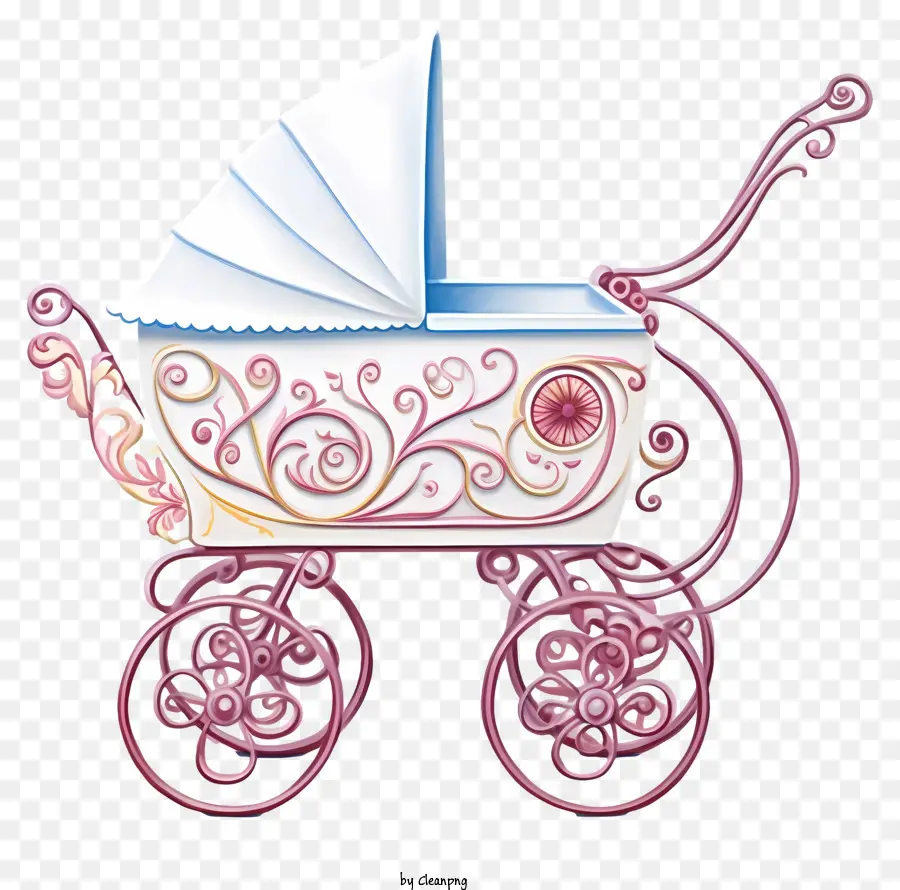 Baby Carriage，Design Ornamentado PNG