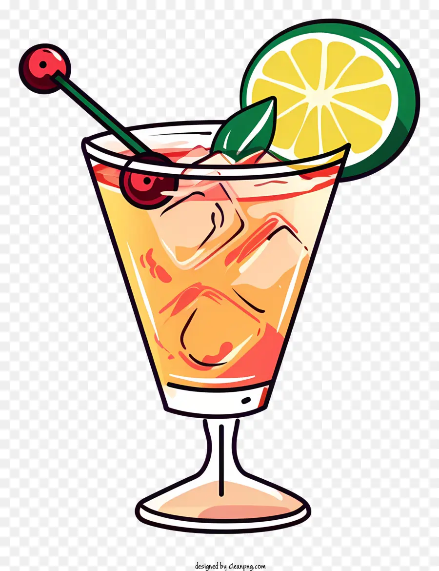 Desenho Animado Cocktail，Vidro Com Gelo PNG