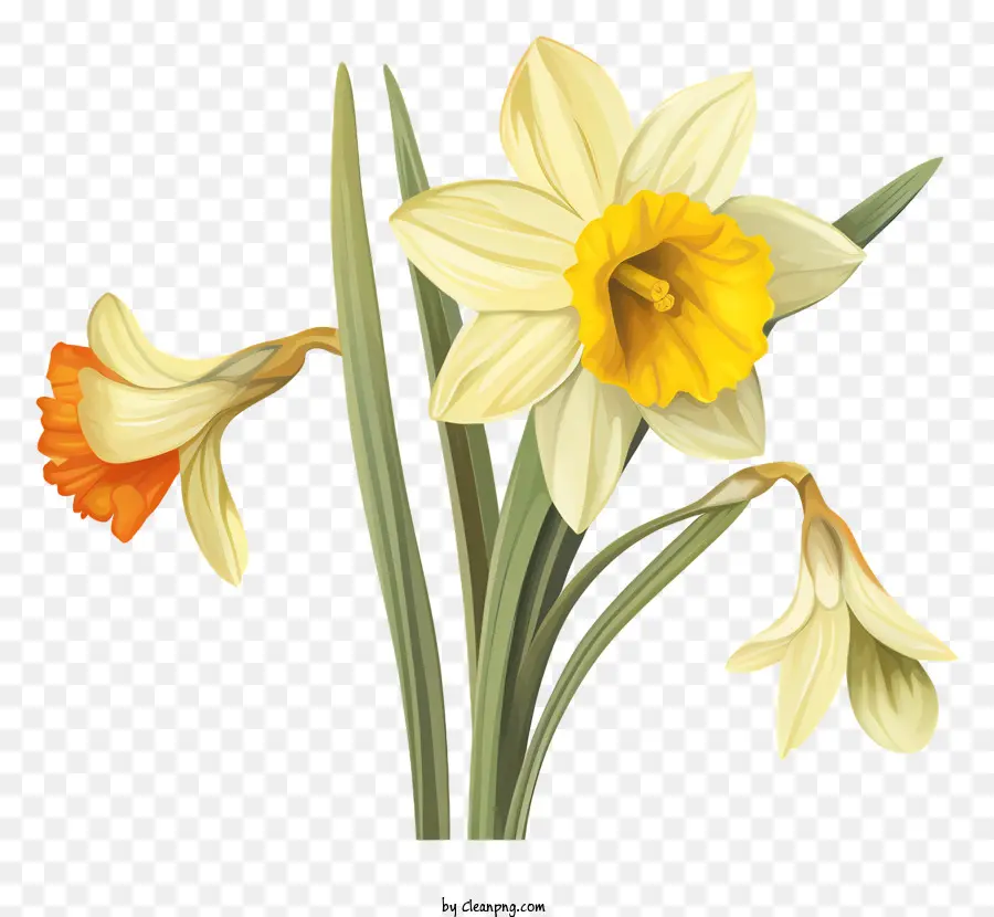 Daffodil Branco，Centro Amarelo PNG