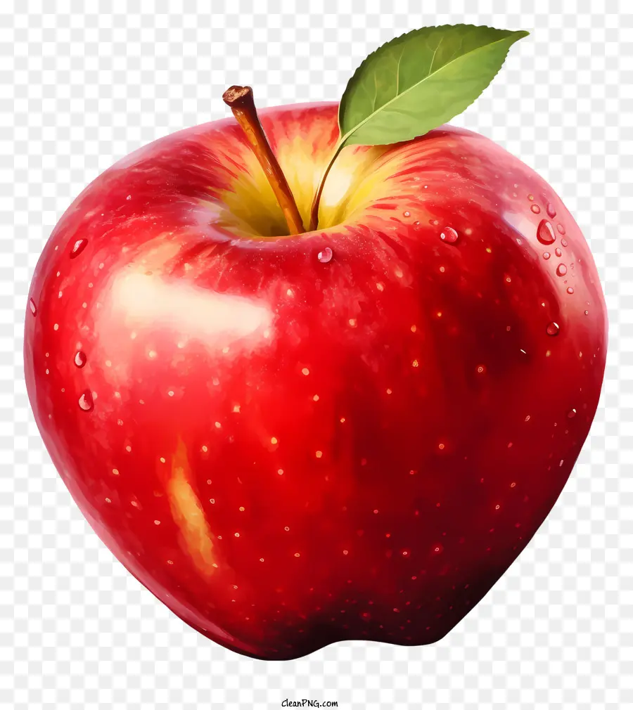 A Red Apple，Folha Verde PNG