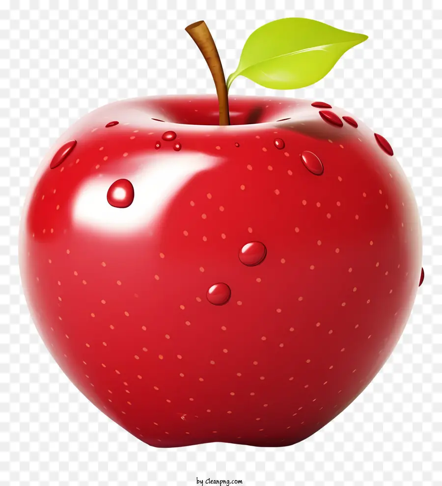 A Red Apple，Folha Verde PNG