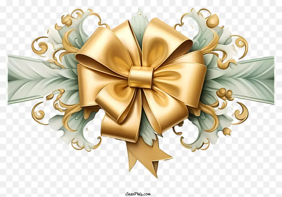 Golden Bow，Arco Decorativo PNG