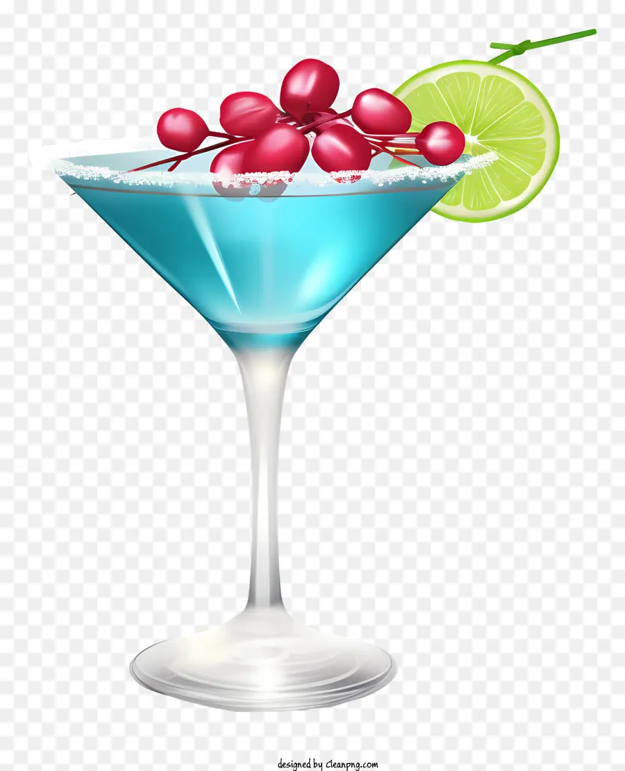 Azul Cocktail，Coquetel Com Cerejas PNG