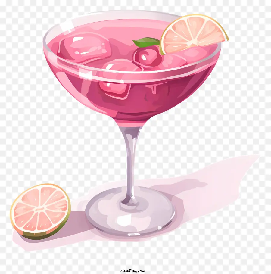 Cor De Rosa Cocktail，Fatia De Limão PNG