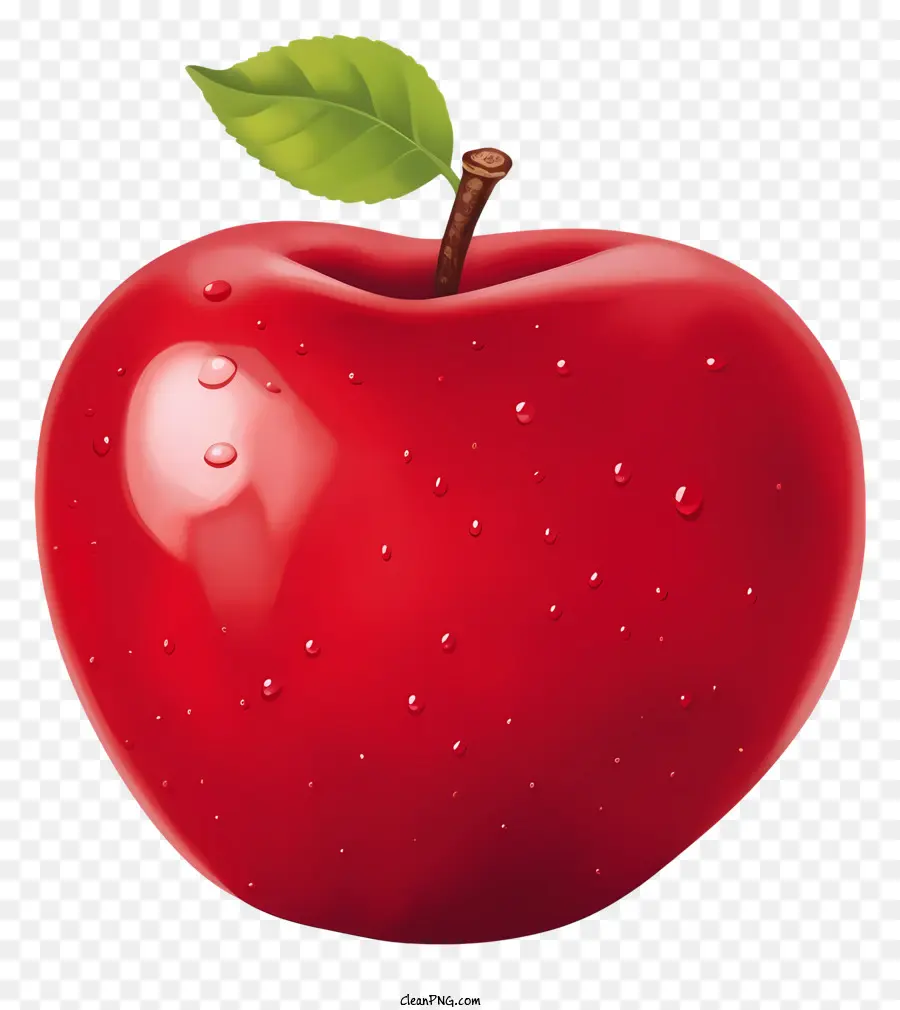 A Red Apple，As Gotas De água PNG