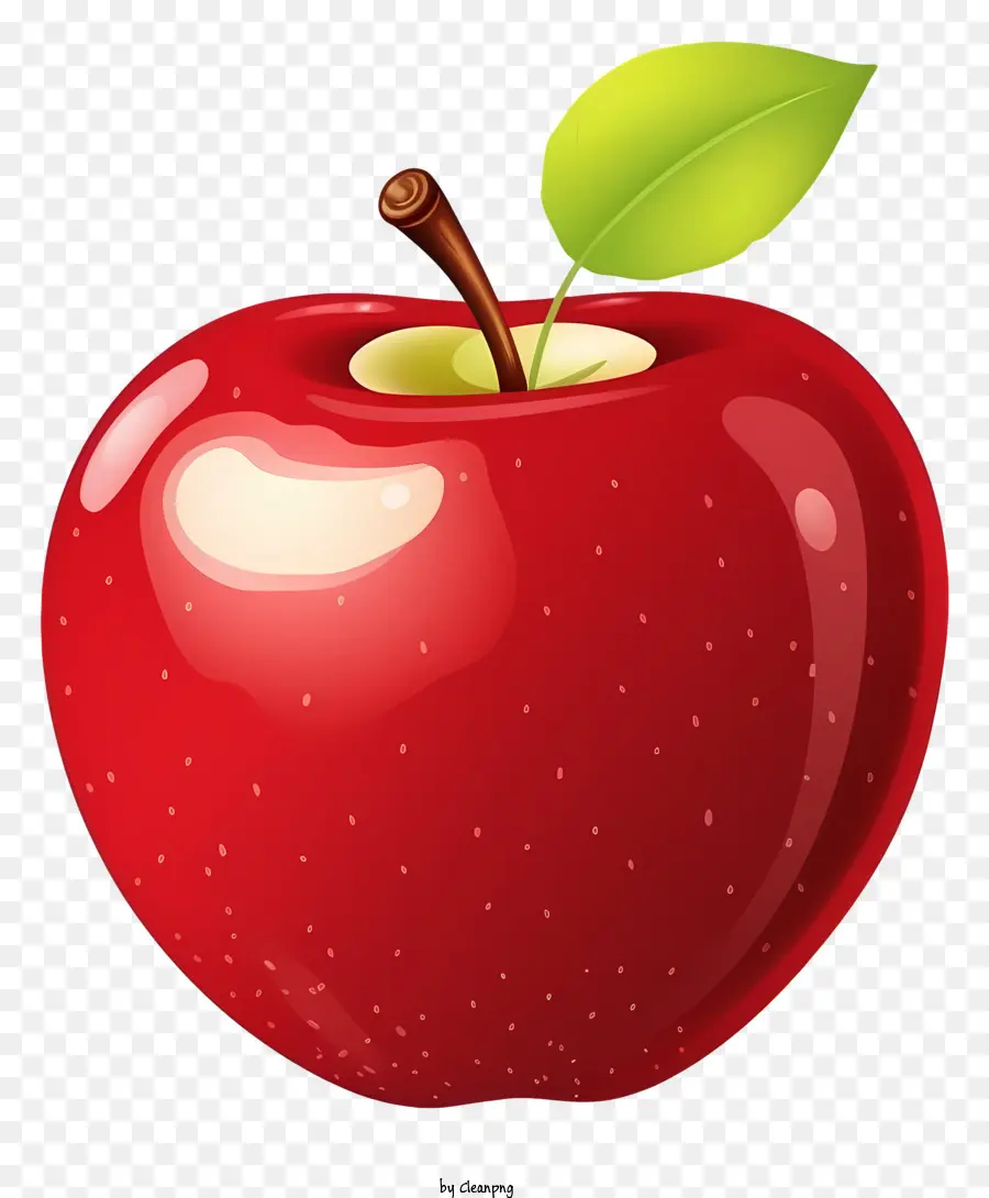 A Red Apple，Folha Verde PNG