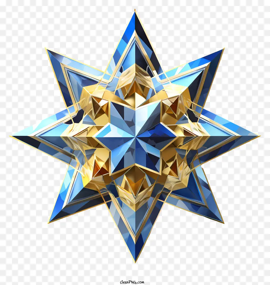 Estrela Azul E Dourada，Forma Geométrica PNG