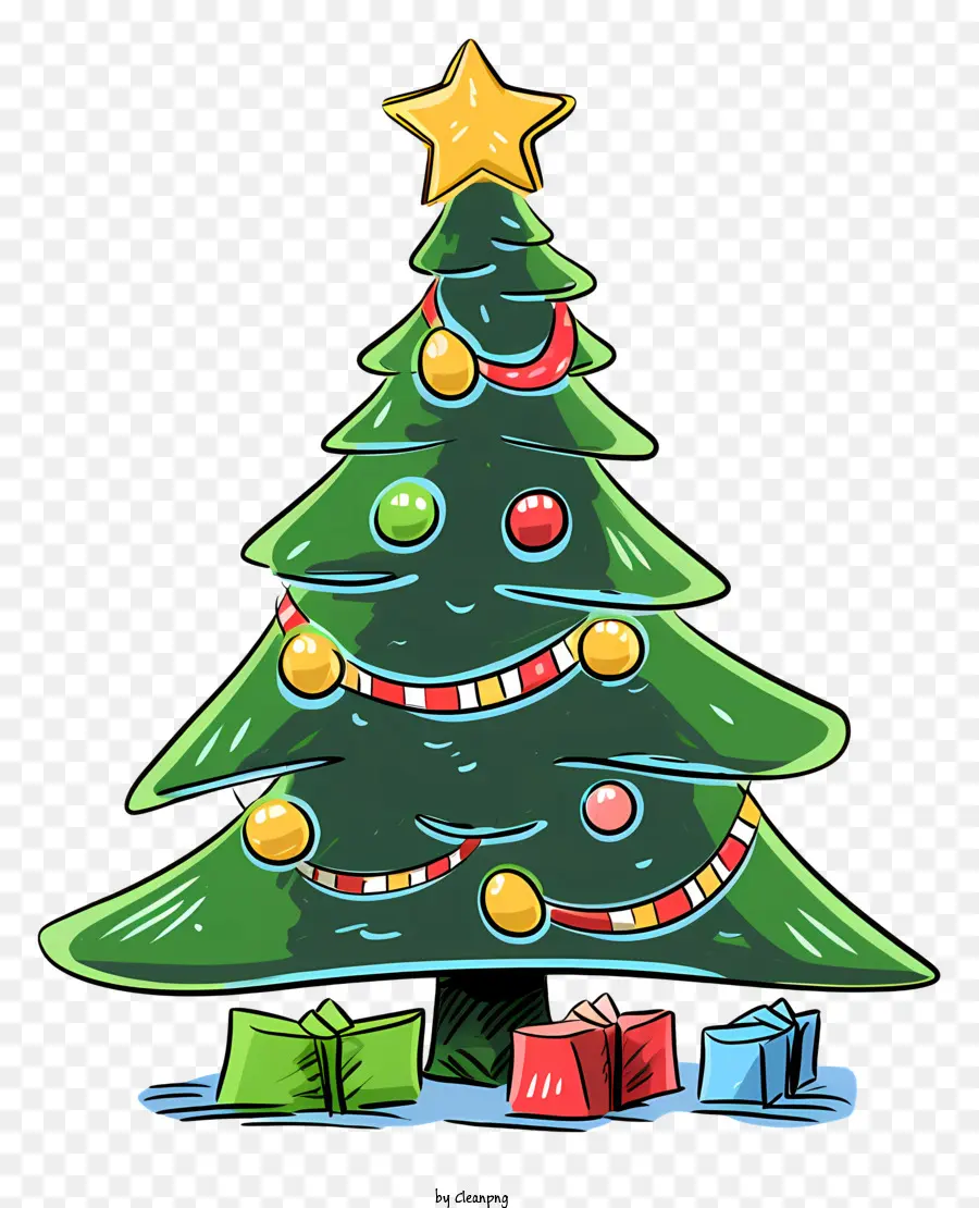 Desenho Animado Da árvore De Natal，Presentes Coloridos PNG