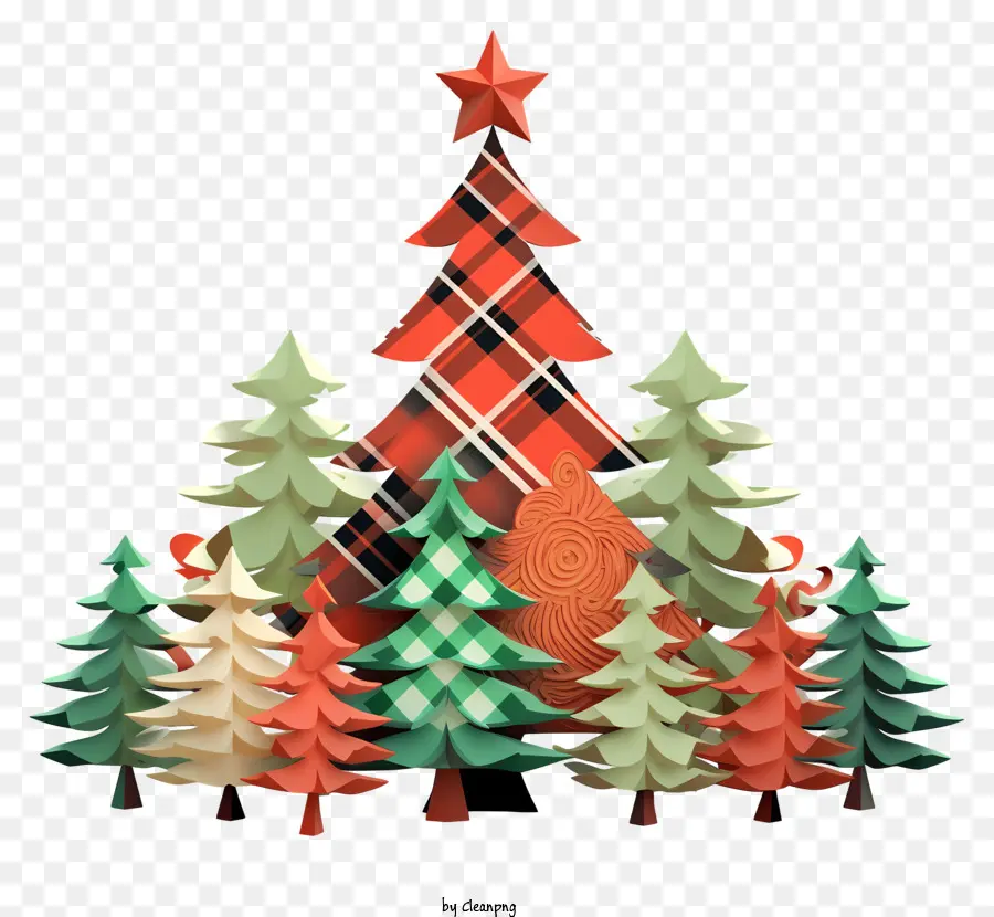 Desenho Animado Da árvore De Natal，Árvore De Natal De Papel Colorido PNG