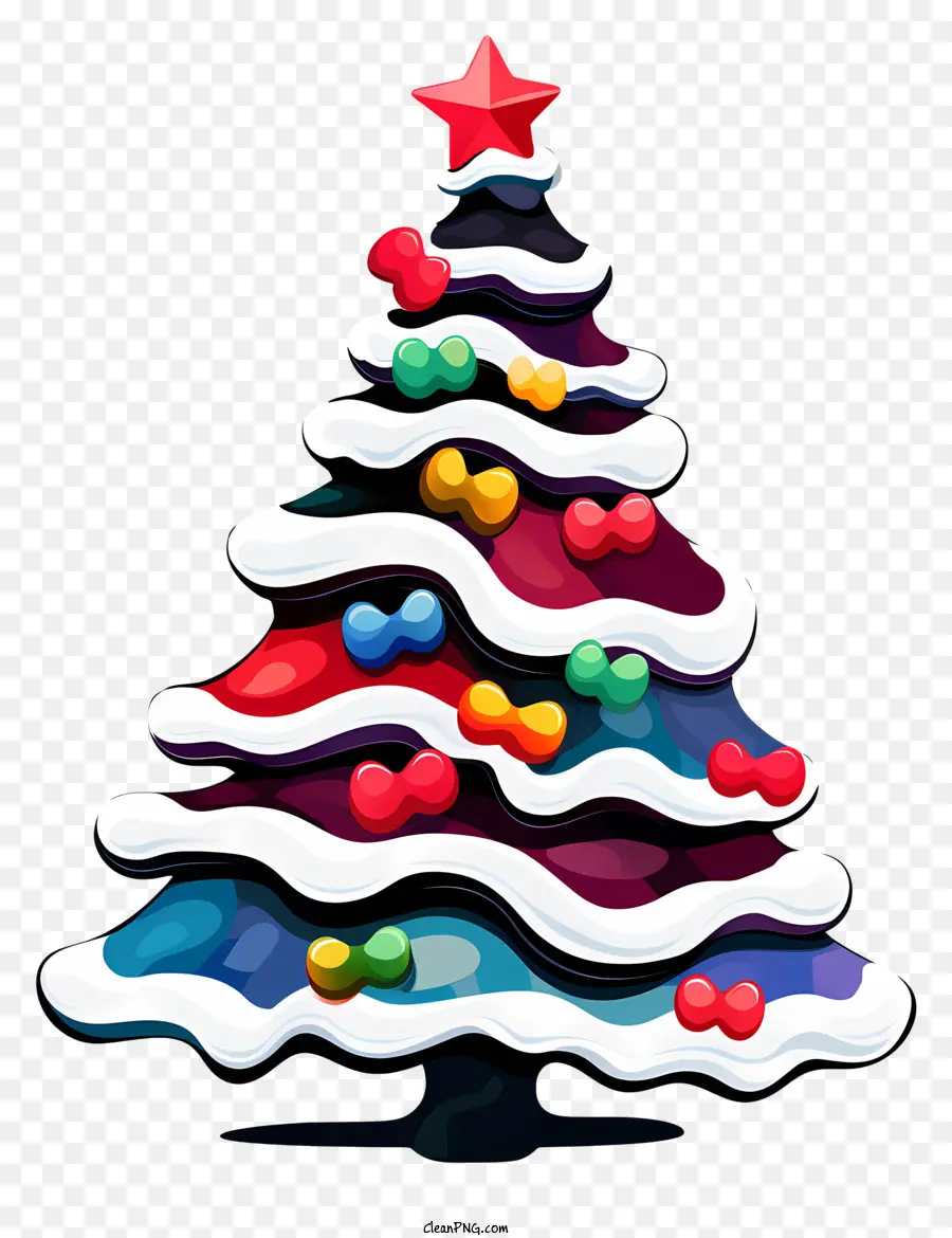 Desenho Animado Da árvore De Natal，Decorações Coloridas PNG