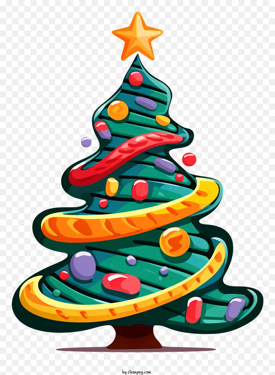 Desenho Animado Da árvore De Natal，árvore De Natal Com Estrela PNG