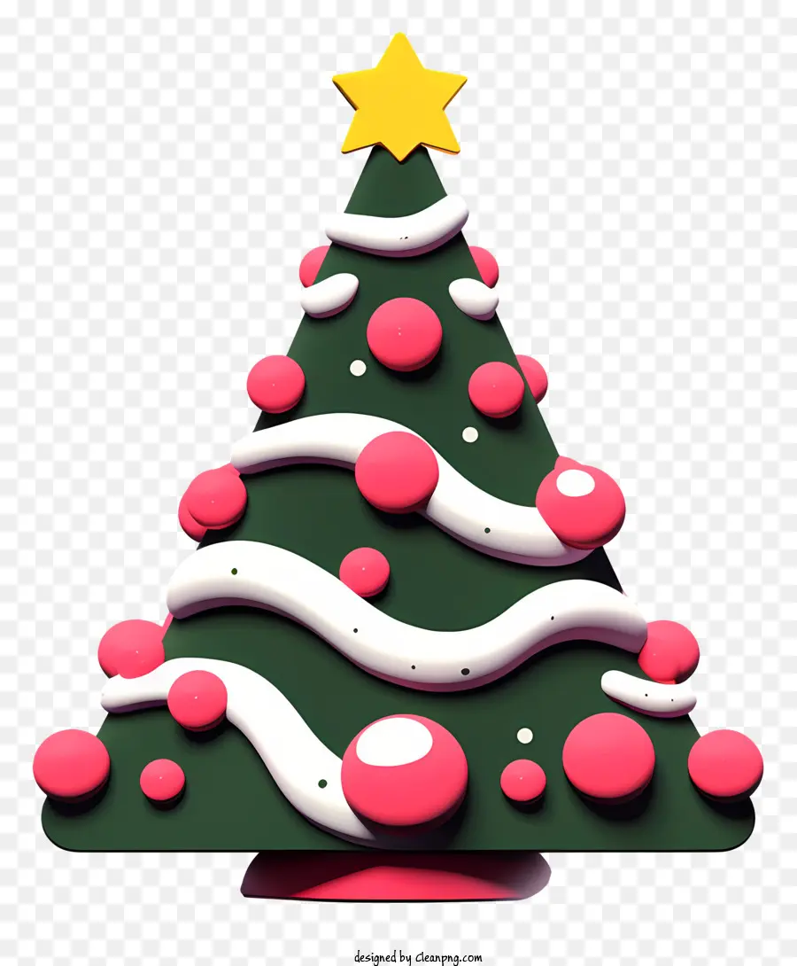 árvore De Natal，Decorações Rosa E Branco PNG