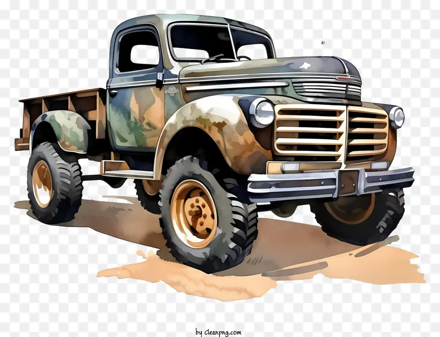 Caminhão Do Exército Vintage，Tons De Verde E Cinza Militar PNG