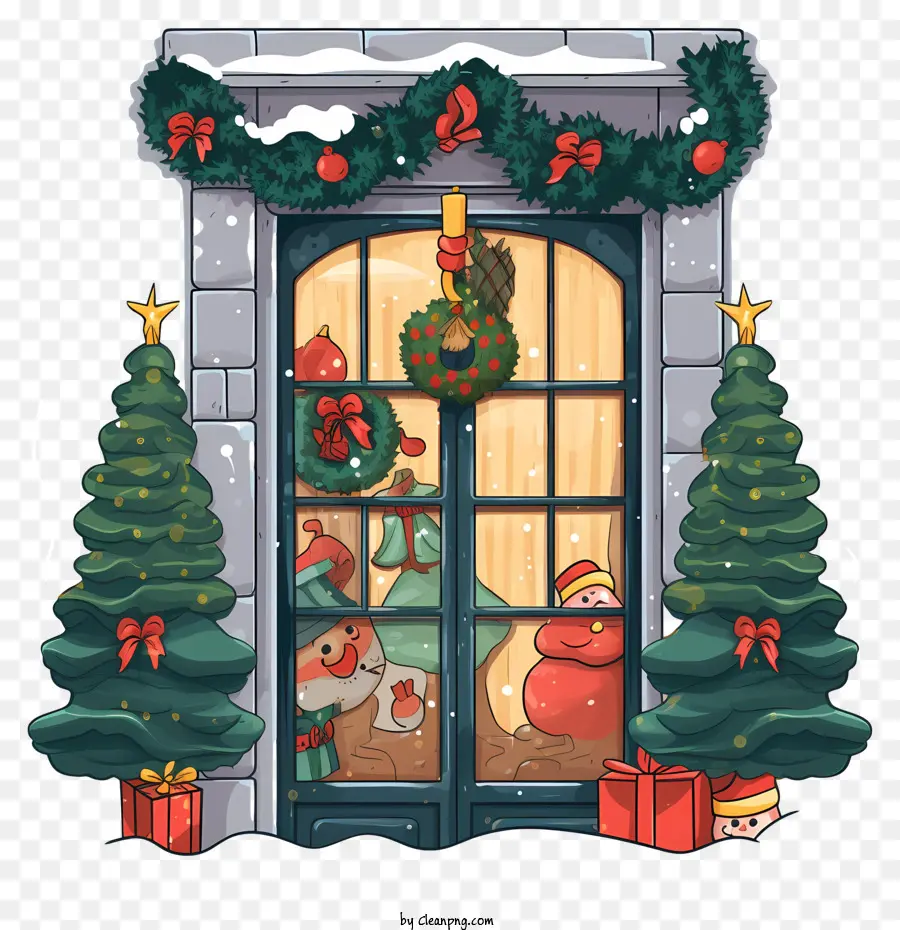 Decorações De Natal，Janela PNG