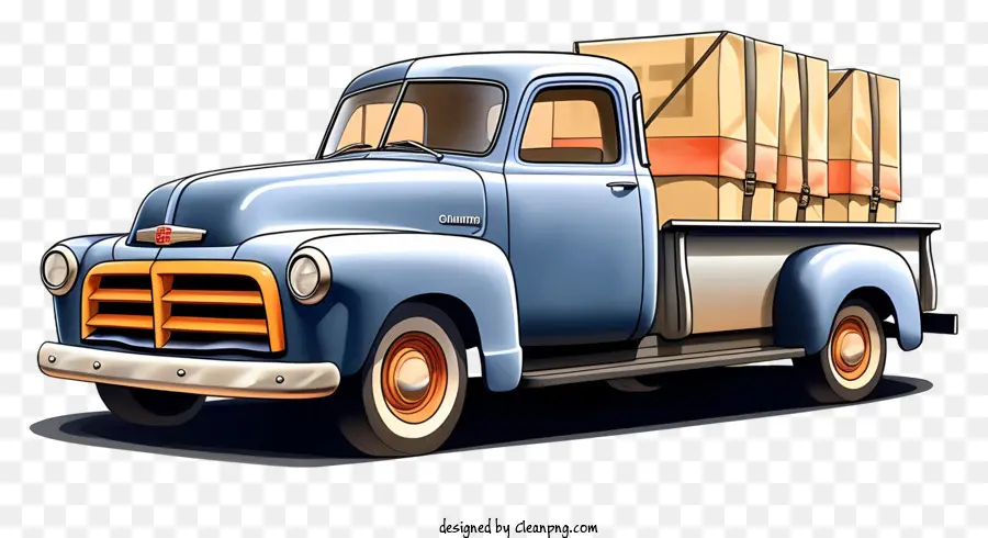 Caminhão Azul Clássico，Campa De Captadora Vintage PNG