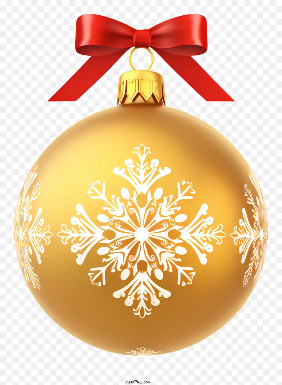 Enfeite De Natal De Ouro，Laço Vermelho PNG