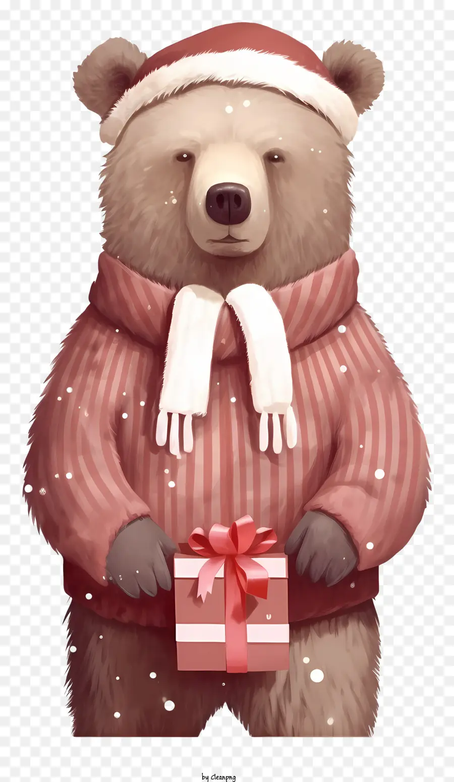 Urso，Suéter Listrado Vermelho E Branco PNG
