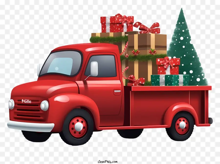 Caminhão De Picape Vermelho，Presentes De Natal PNG