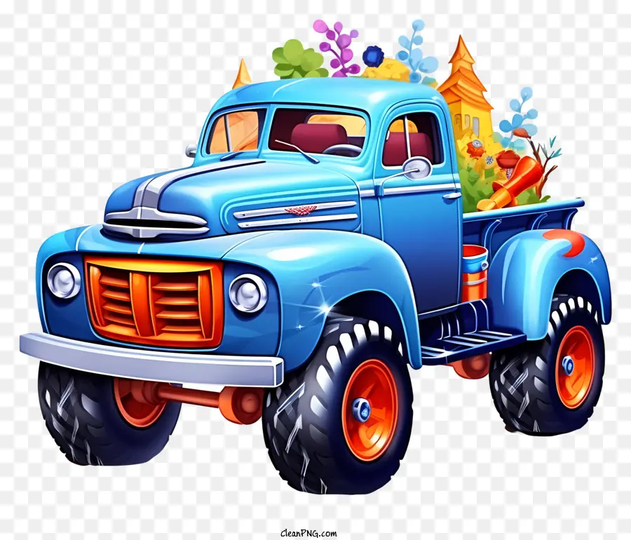 Azul Caminhão，Caminhão De Estilo Dos Anos 50 PNG