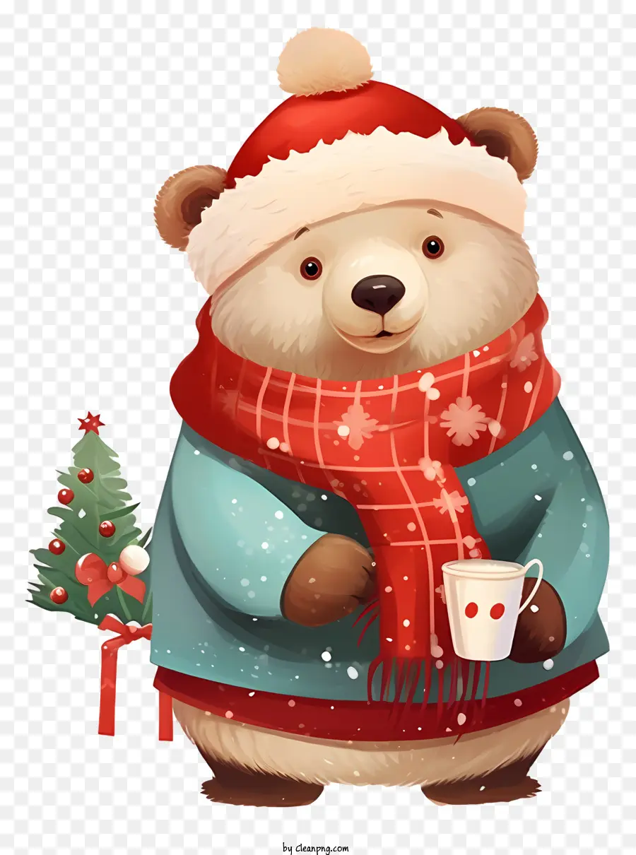 Urso Bonito，Chapéu De Papai Noel PNG