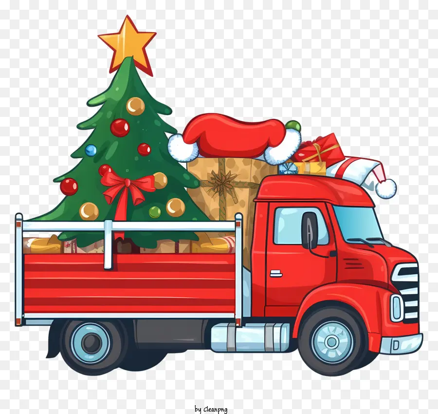Caminhão Vermelho，árvore De Natal PNG