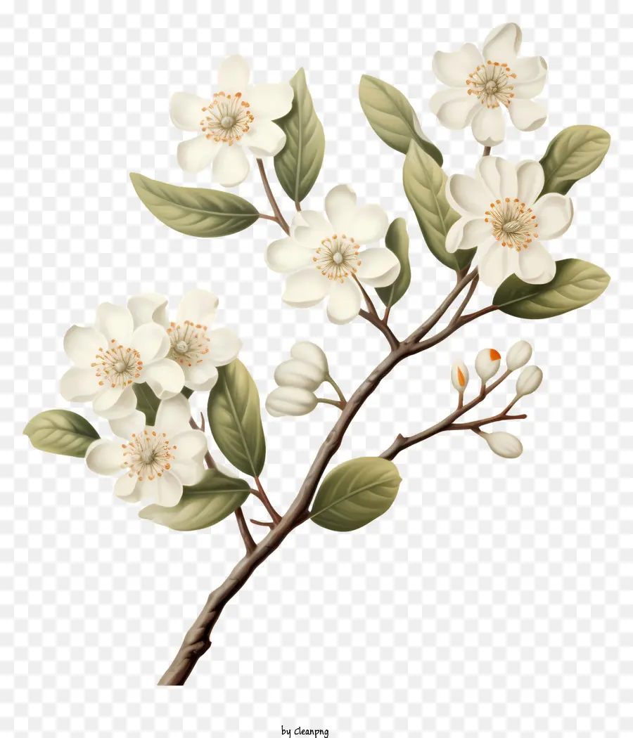 Árvore De Floração Branca，Ramo Com Flores Brancas PNG