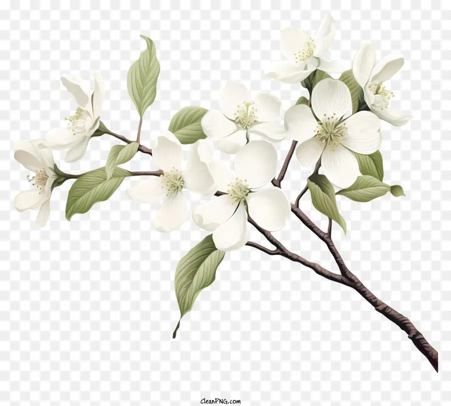 Dogwood Com Flor Branca，Ramo Florido PNG