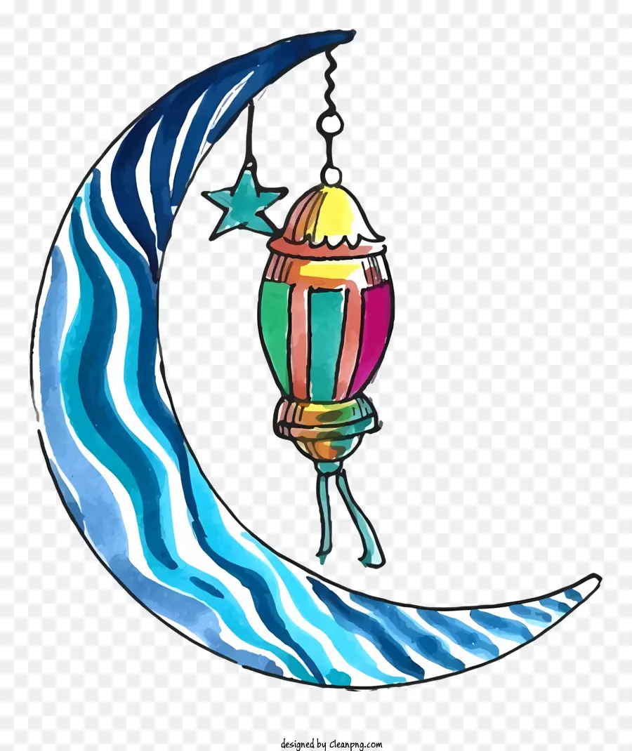 Desenho De Aquarela Colorido，Lua Crescente PNG