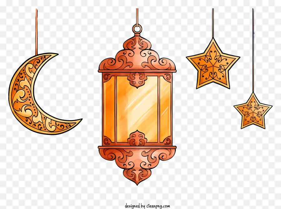 Lanternas Ornamentadas，Lanterna Da Lua Crescente PNG