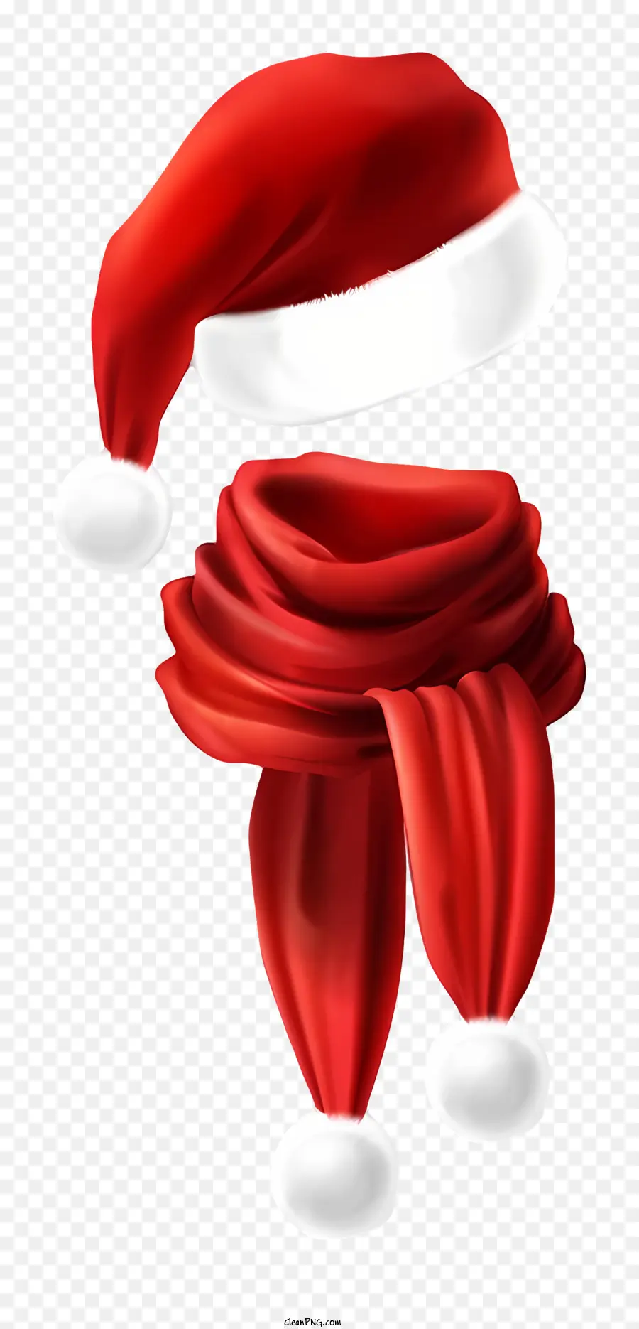 Lenço Listrado Vermelho E Branco，Chapéu E Cachecol De Papai Noel PNG