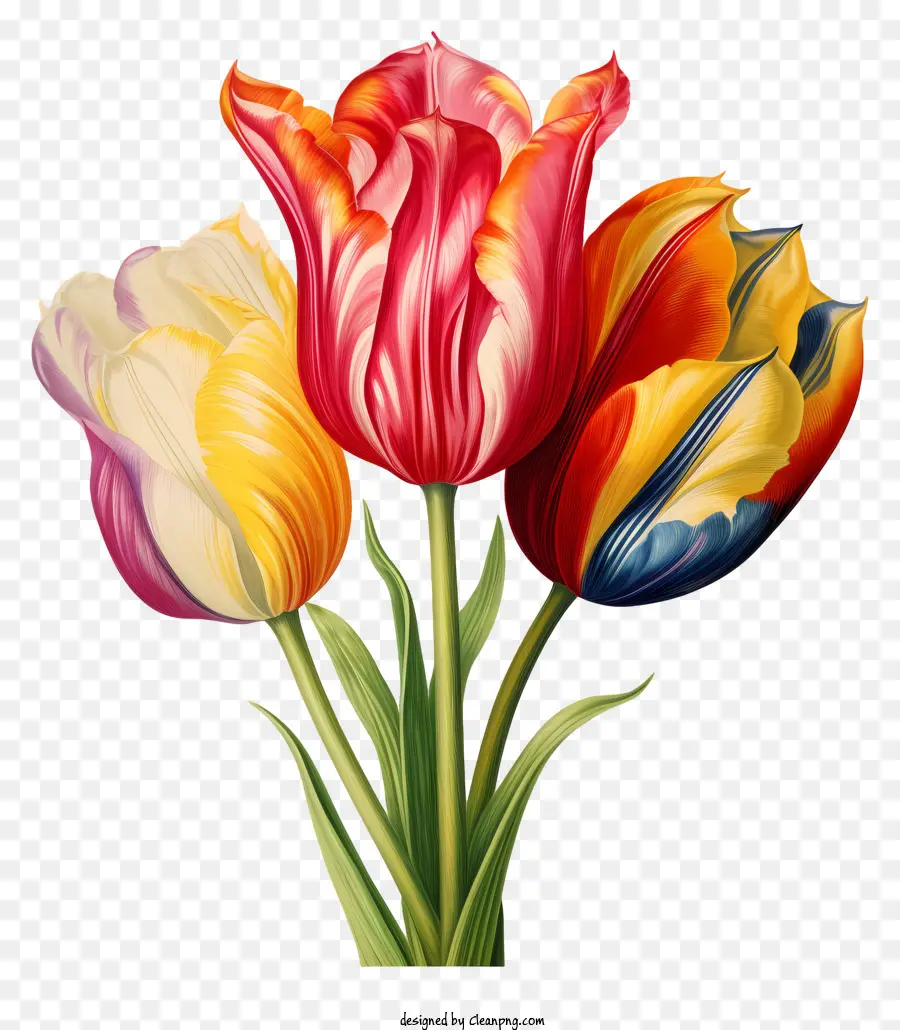 Tulipas，Flores Coloridas PNG