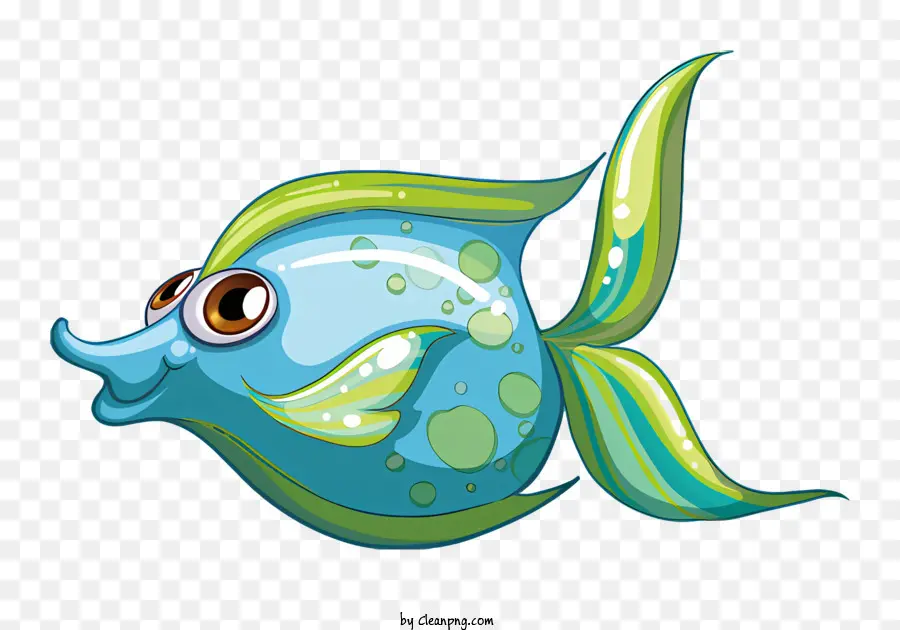 Peixe Azul Pequeno，Manchas Verdes E Amarelas PNG