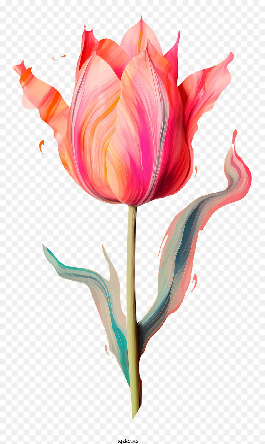 Pintura De Tulipa Rosa，Arte De Tulipa Fluida PNG