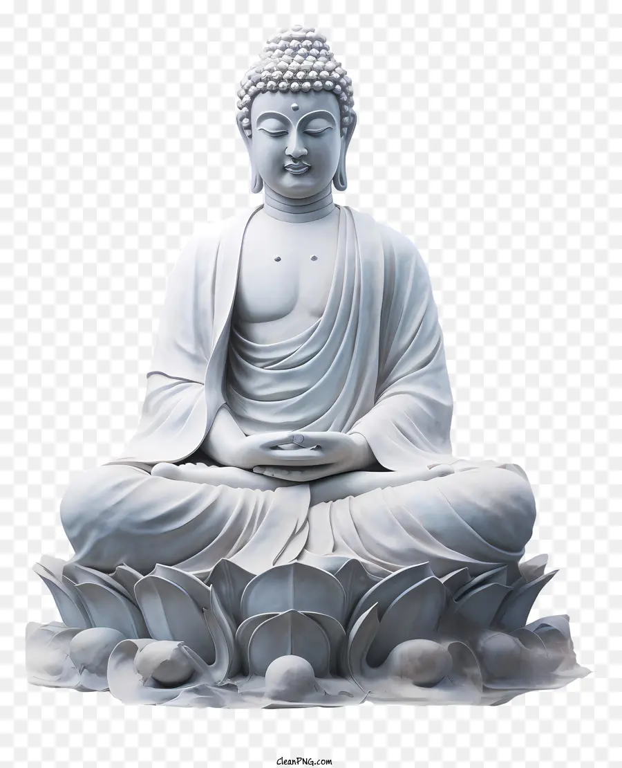 Estátua De Buda De Mármore Branco，Lotus Flower Symbolism PNG
