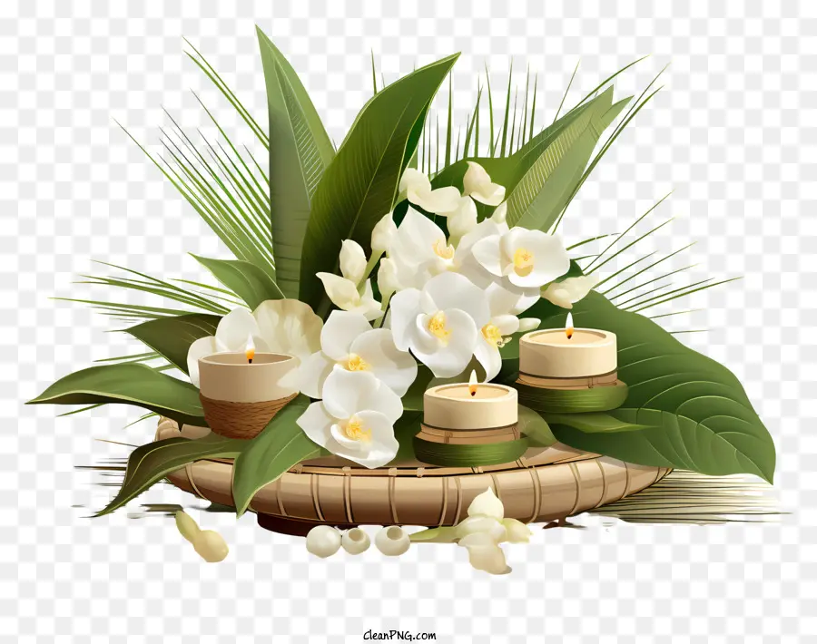 Cesta De Flores，Flores Brancas PNG